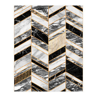 Abstract Chevron Pattern - Black and White Marble (Print Only)