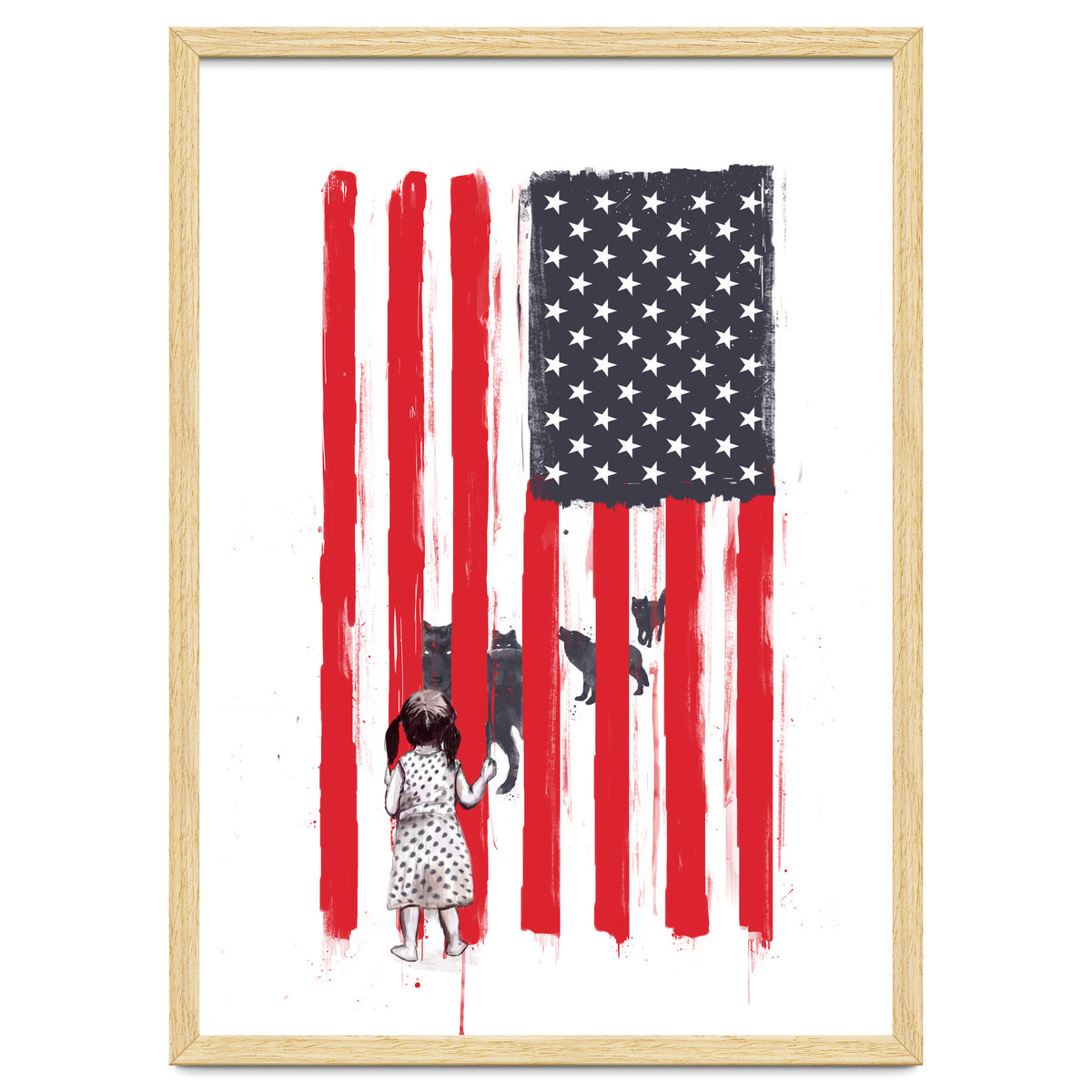 Little Girl And Wolves