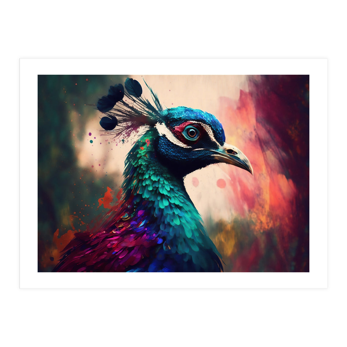Peacock Bright Modern Painting (Print Only)