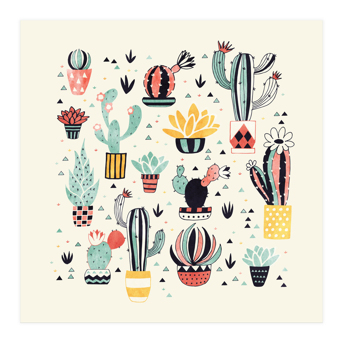 Cactus In A Flower Pot (Print Only)