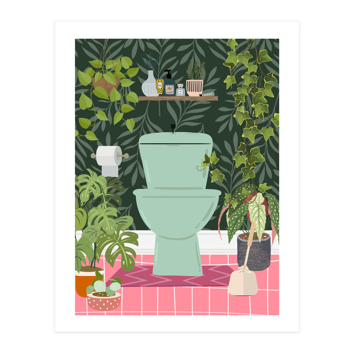 Botanical Loo in Tropical Bathroom (Print Only)