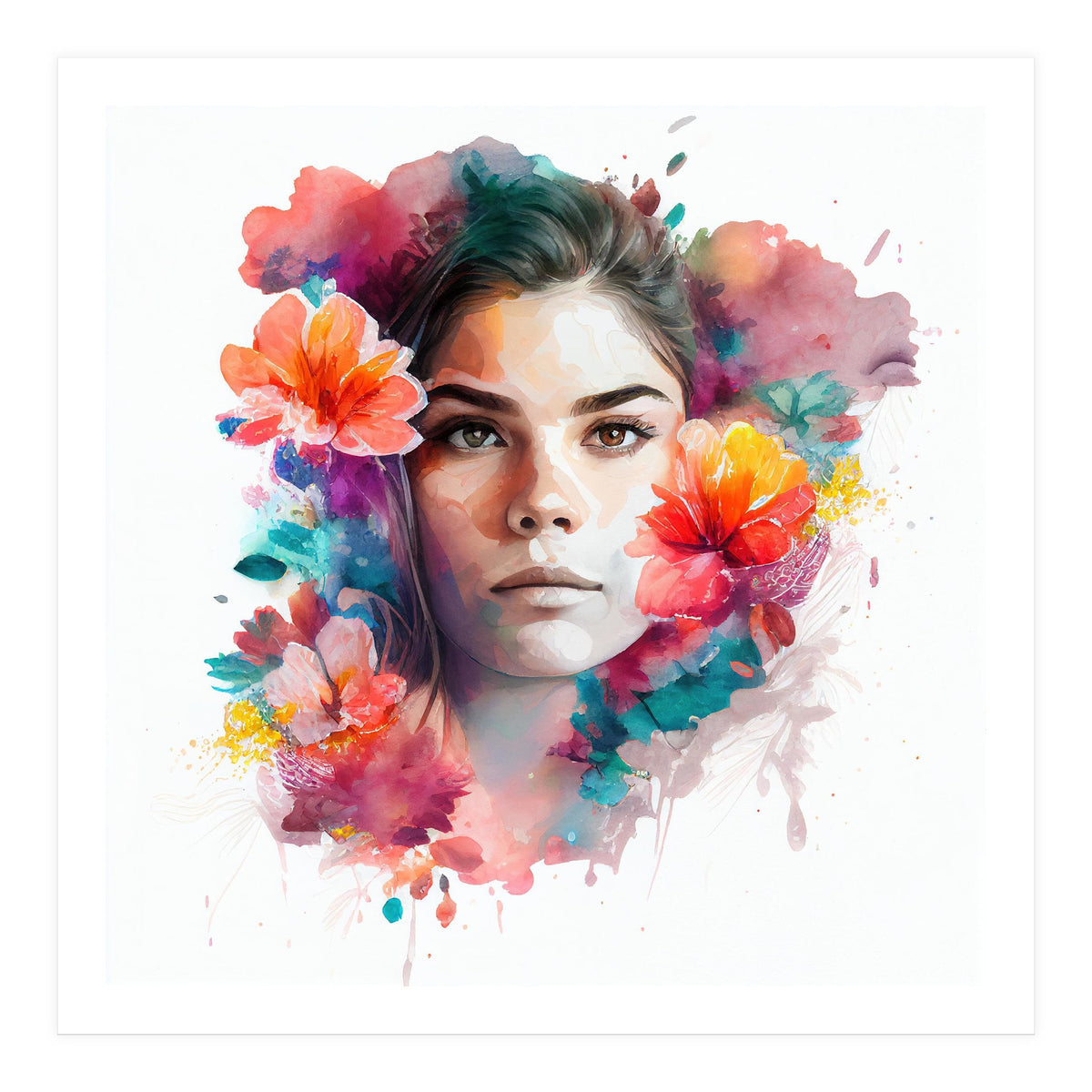 Watercolor Tropical Woman #13 (Print Only)