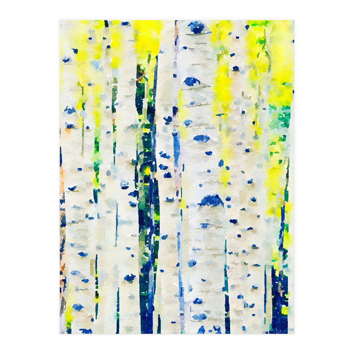 Aspen Tree Forest, Nature Watercolor Landscape Painting, Mystical Botanical Plants (Print Only)