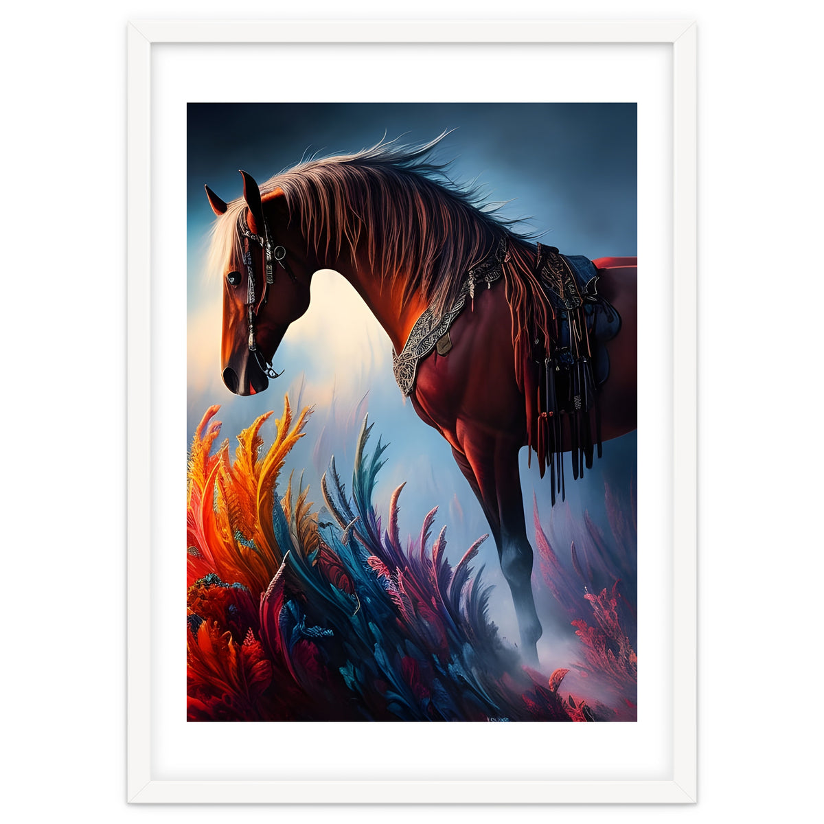 Elegant Prismatic Arabian Horse Digital Art