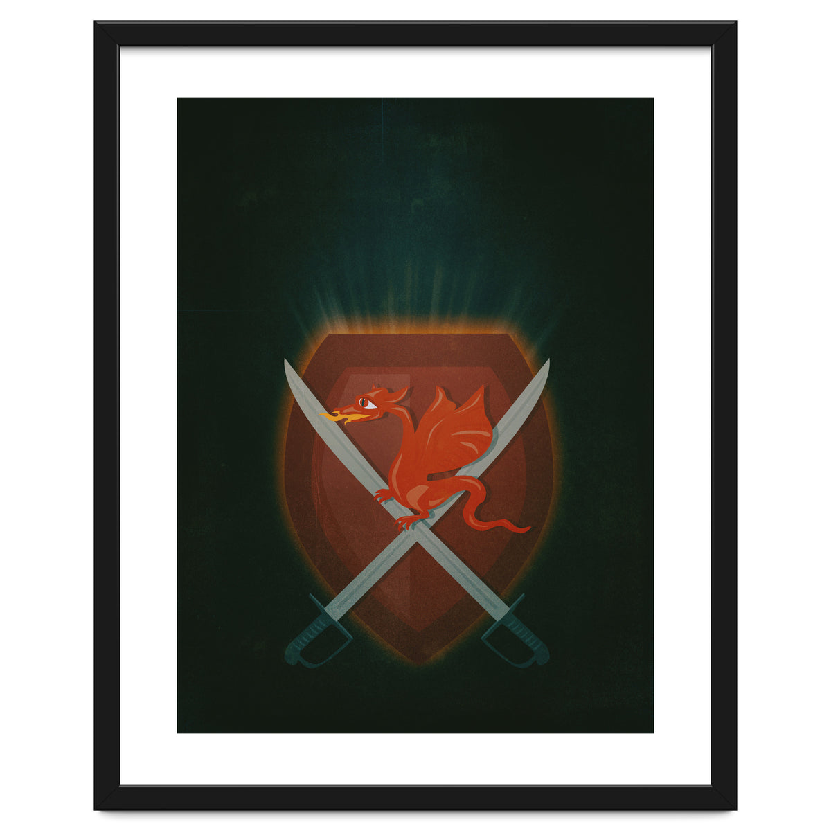 Heraldic dragon and cutlasses