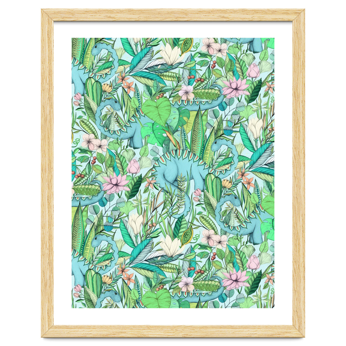 Improbable Botanical with Dinosaurs - soft pastels