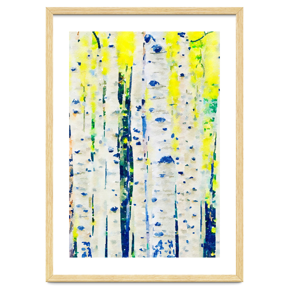 Aspen Tree Forest, Nature Watercolor Landscape Painting, Mystical Botanical Plants