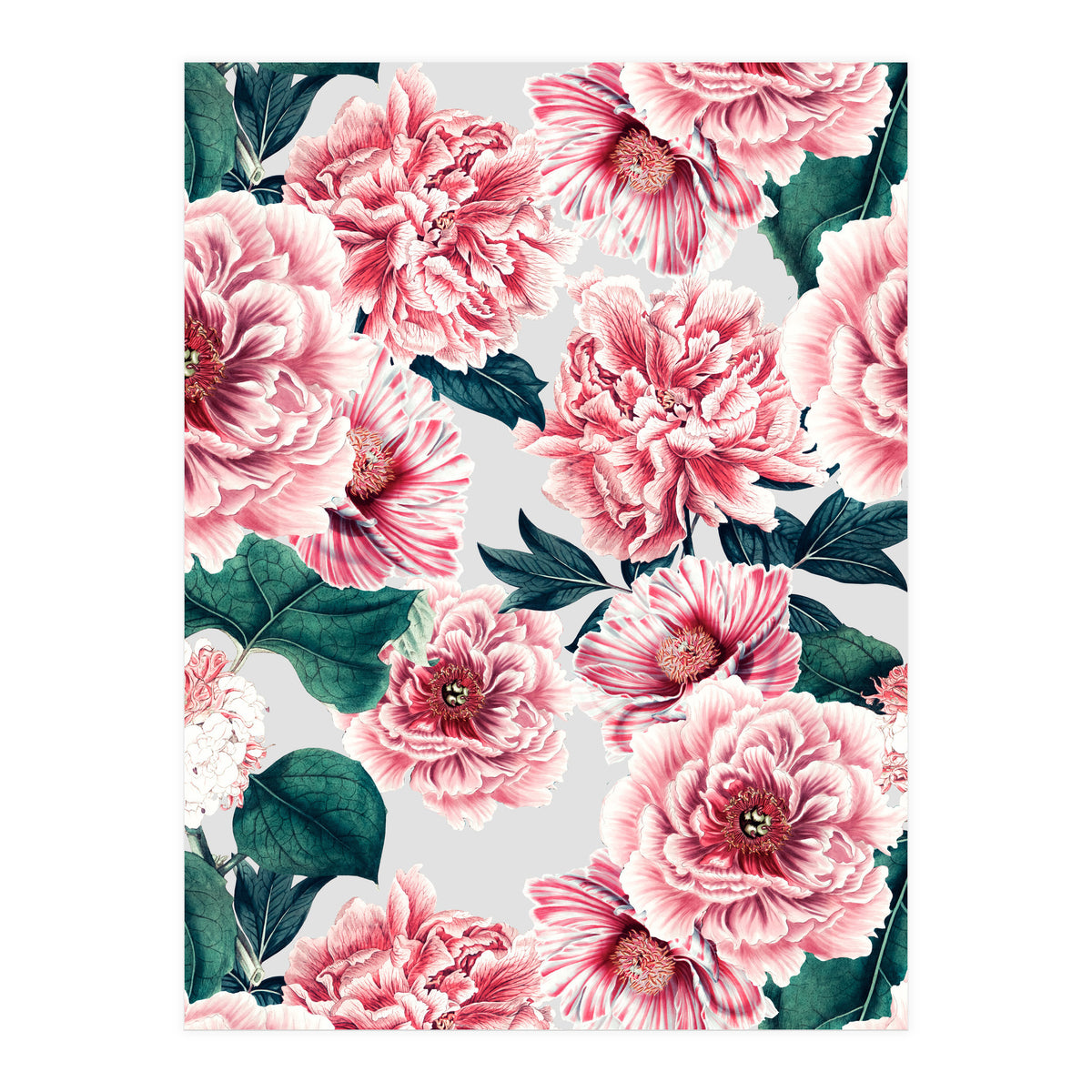 Pattern pink vintage peonies (Print Only)