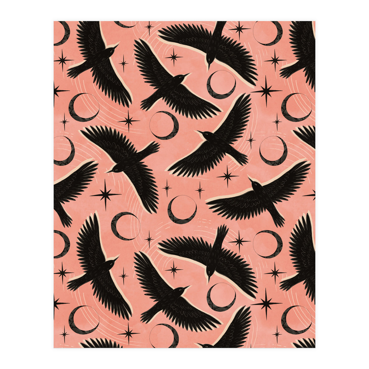 Black Birds With Moons (Print Only)