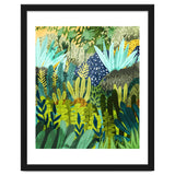 Wild Jungle Painting, Forest Dark Botanical Nature, Plants Tropical Eclectic Modern Illustration thumbnail