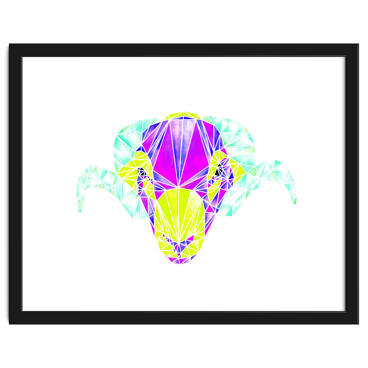 Colourful Geometric Swaledale Sheep Tup with White Lines