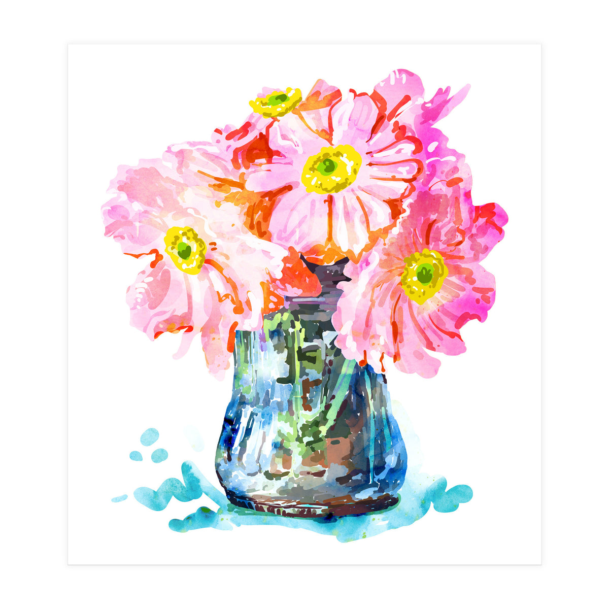 Watercolor Flower Pot (Print Only)