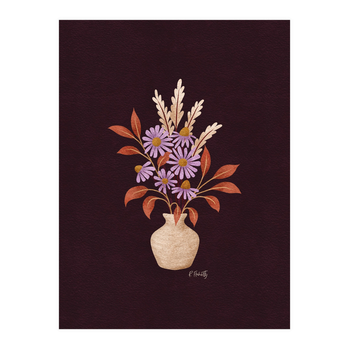 Purple Floral Vase Still Life (Print Only)
