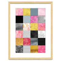 Pink Silver And Gold Quilt Art