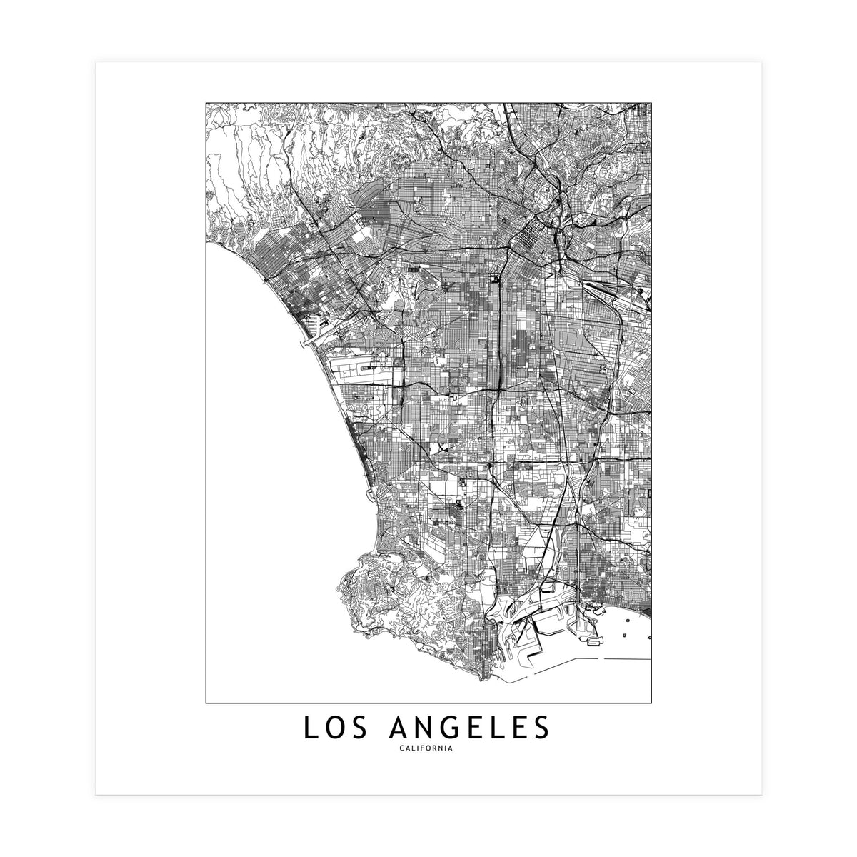 Los Angeles White Map (Print Only)