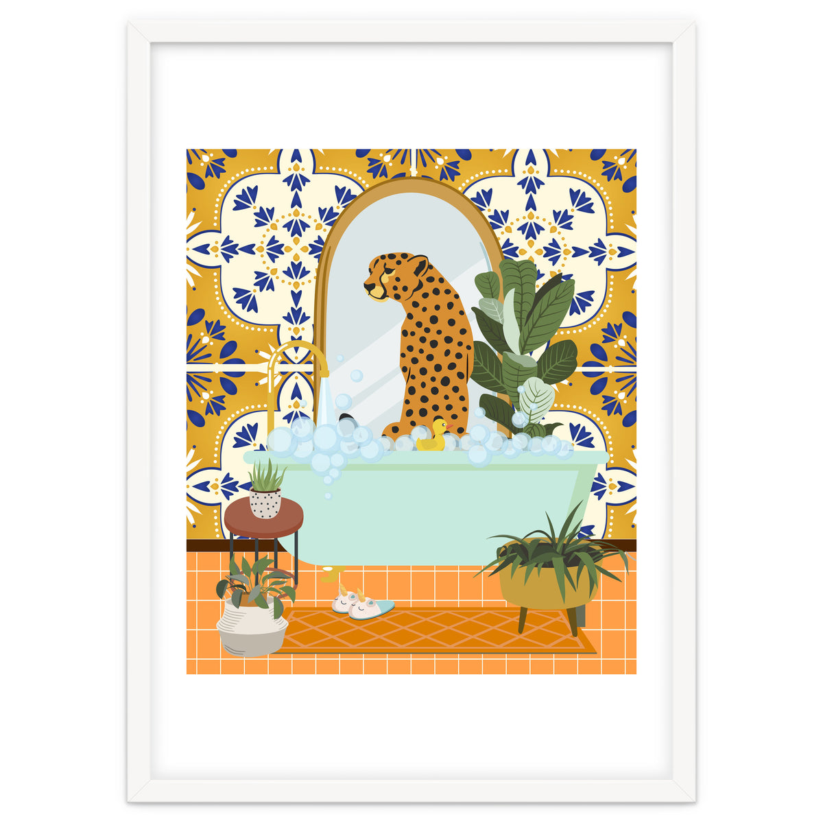 Cheetah Bathing in Moroccan Style Bathroom