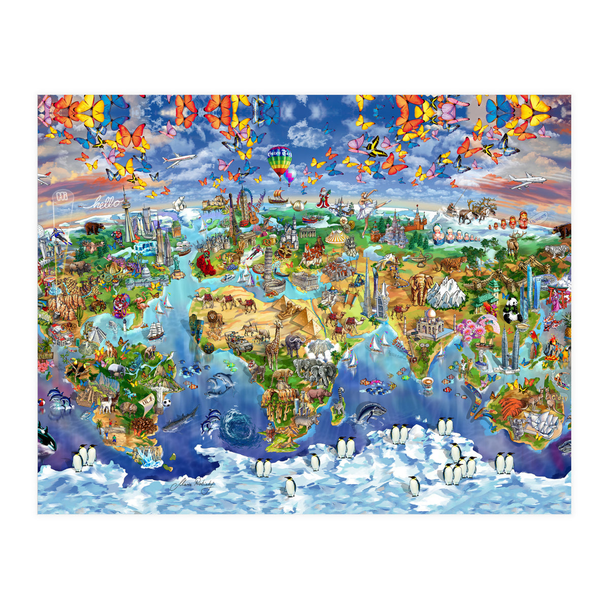 World Wonders Illustrated Map (Print Only)