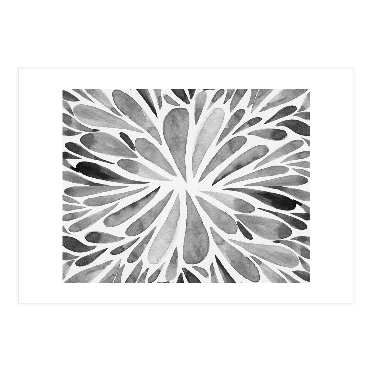 Retro abstract floral - black and white (Print Only)