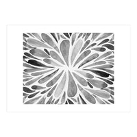 Retro abstract floral - black and white (Print Only)