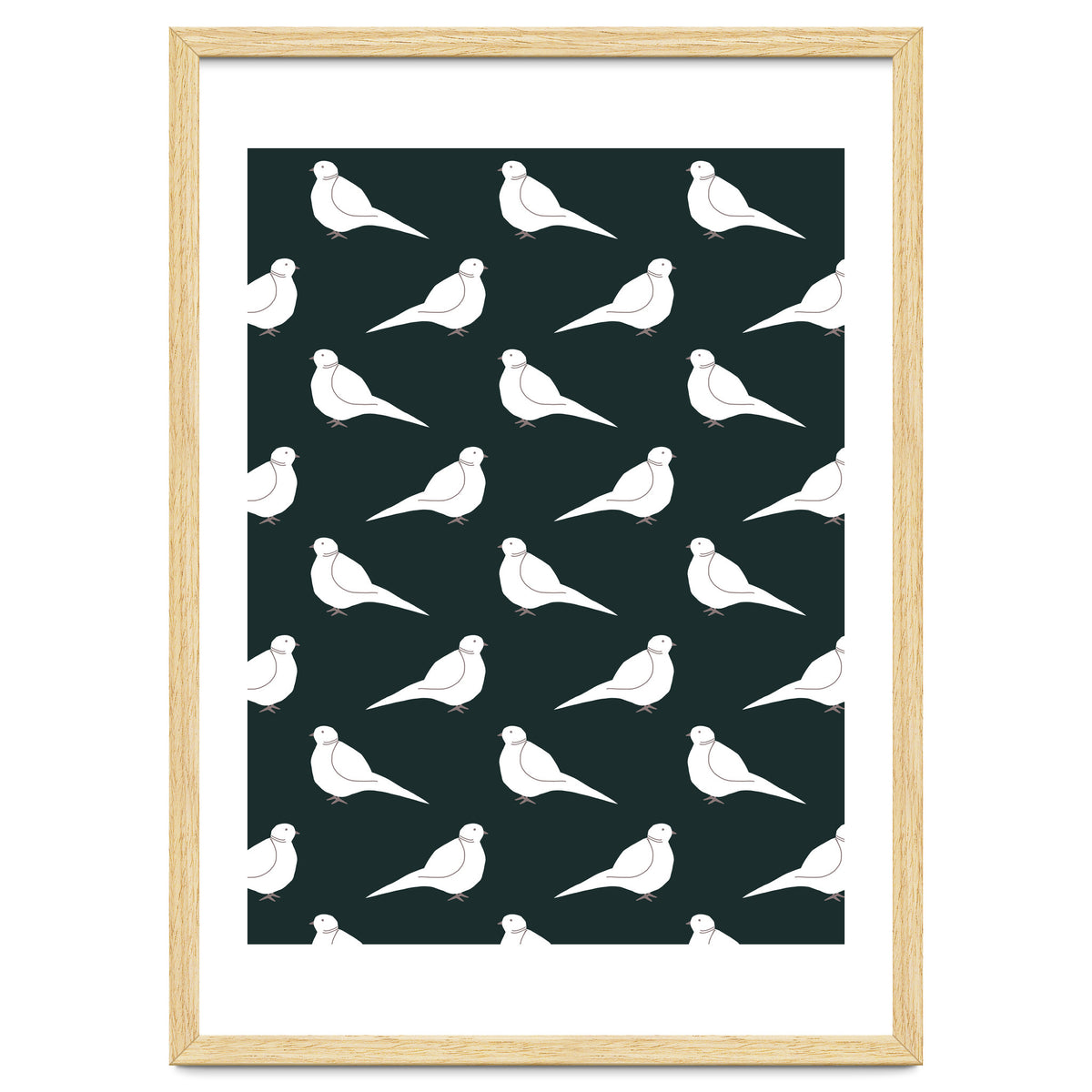 White Bird Pattern On Black