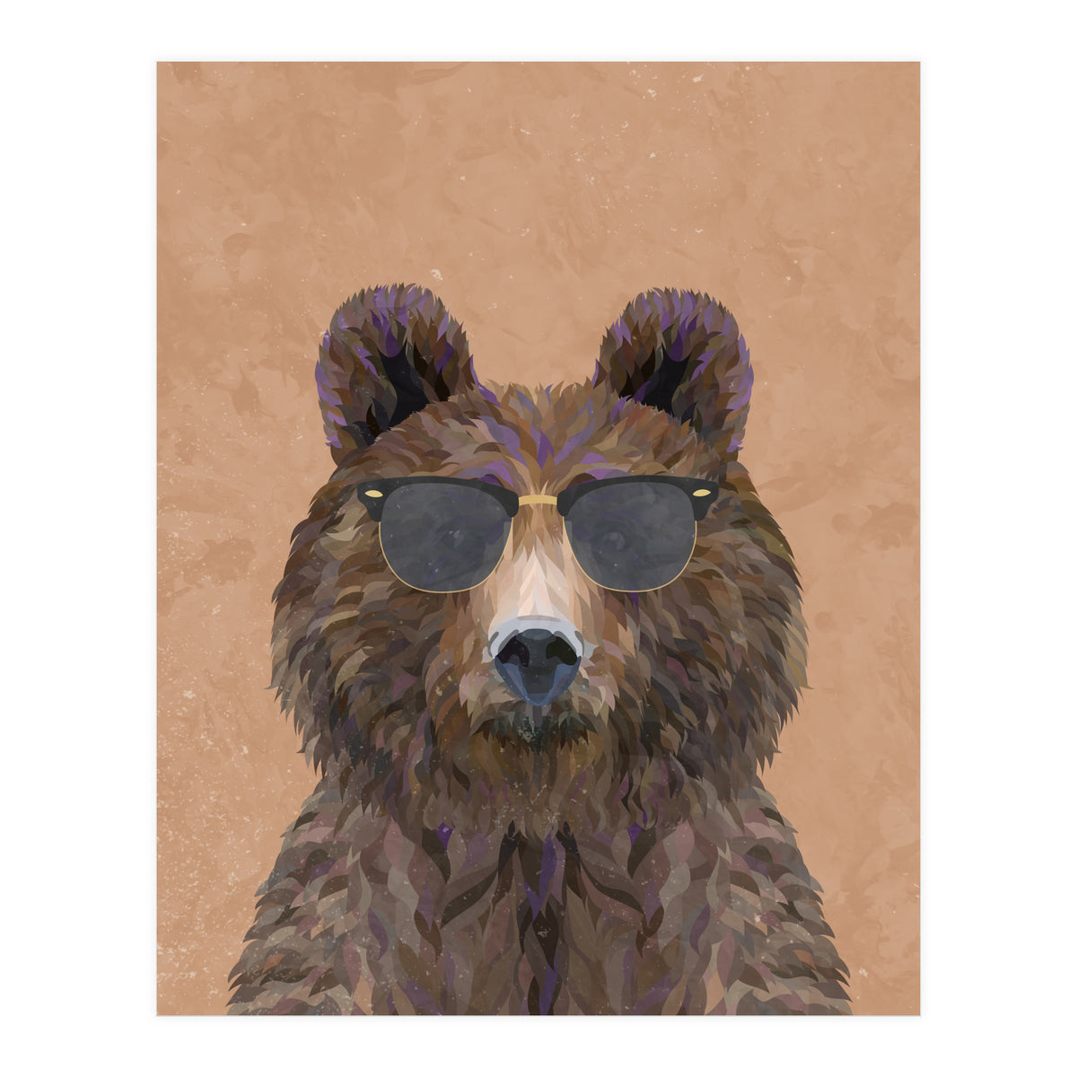 Cool Bear Wearing Sunglasses Portrait (Print Only)