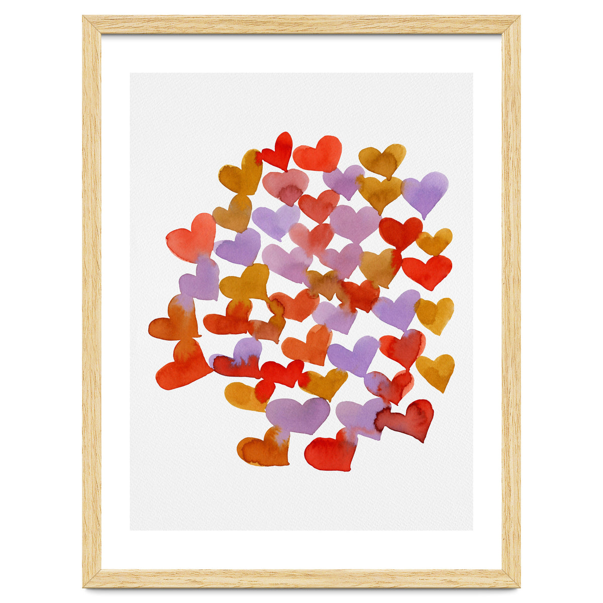 Watercolor melting hearts - retro