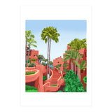 Tropical Architecture, Mexico Exotic Places Building Illustration Bohemian Painting Palm  (Print Only) thumbnail
