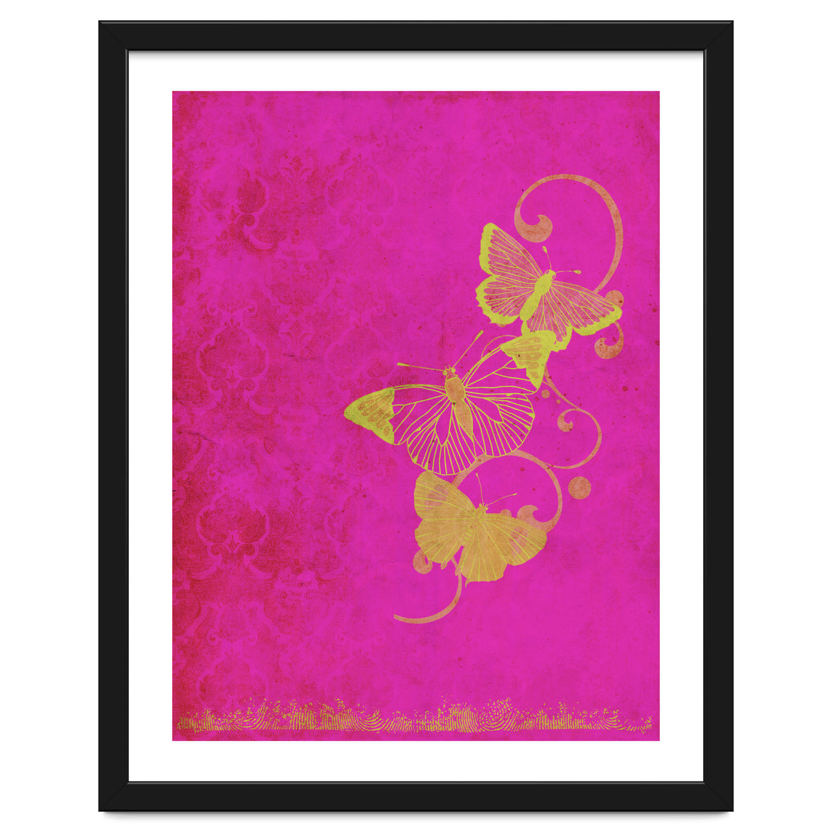 Yellow Butterflies on Pink