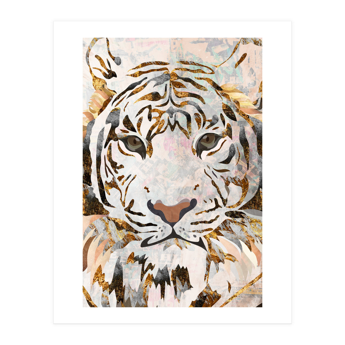 Grungy Tiger Gold and White (Print Only)