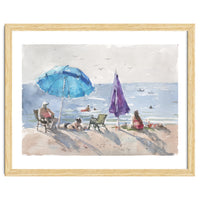 Under an umbrella in the sun. Watercolor