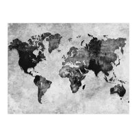 black and white world map (Print Only)