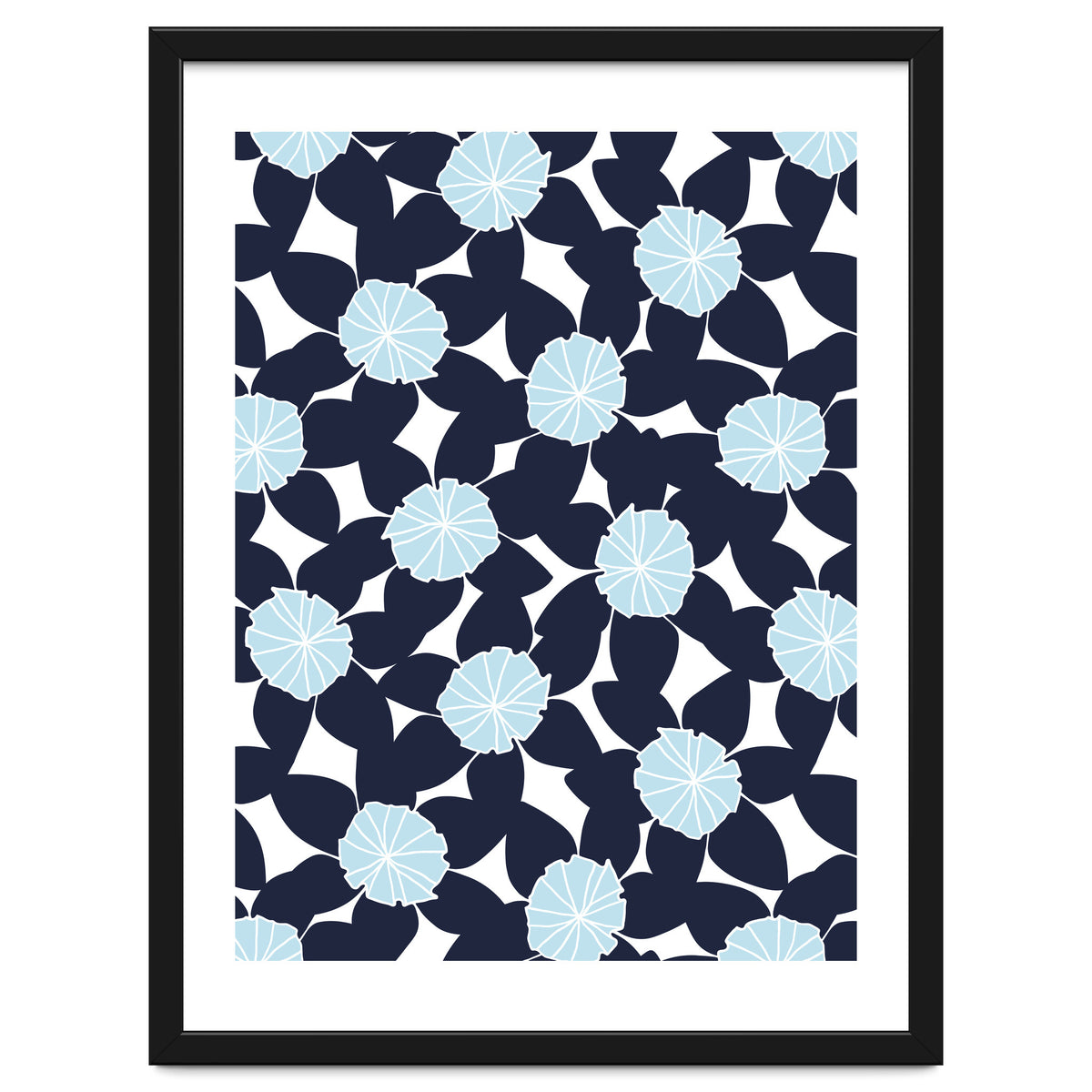 Pastel Blue Abstract Flower Pattern