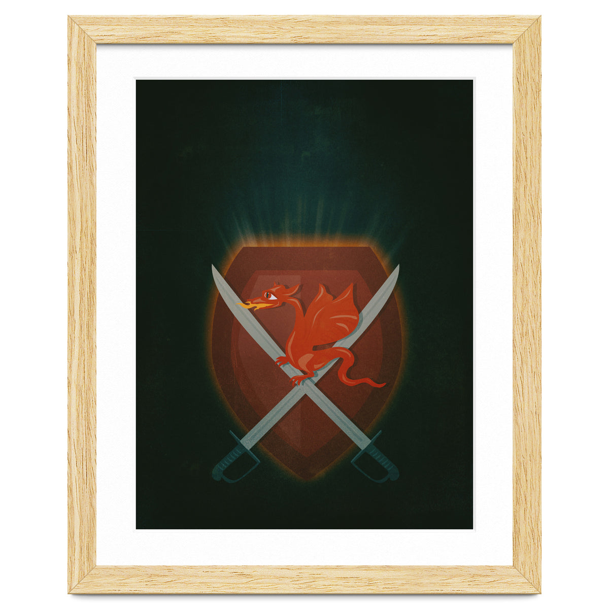 Heraldic dragon and cutlasses