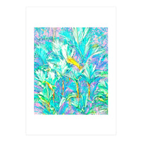 Palm Garden, Tropical Nature Jungle Botanical Painting, Bohemian Intricate Pastel Forest (Print Only)