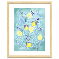 Wild Orange Floral | Lemon & Duck Egg Blue