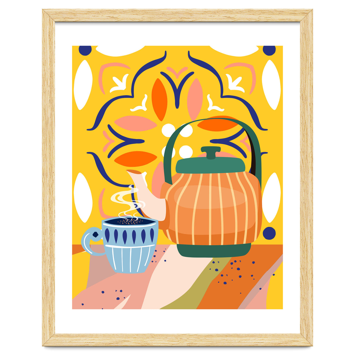 Pumpkin Spice Latte | Tea Chai Kettle & Cup | Modern Bohemian Colorful India | Eclectic Culture