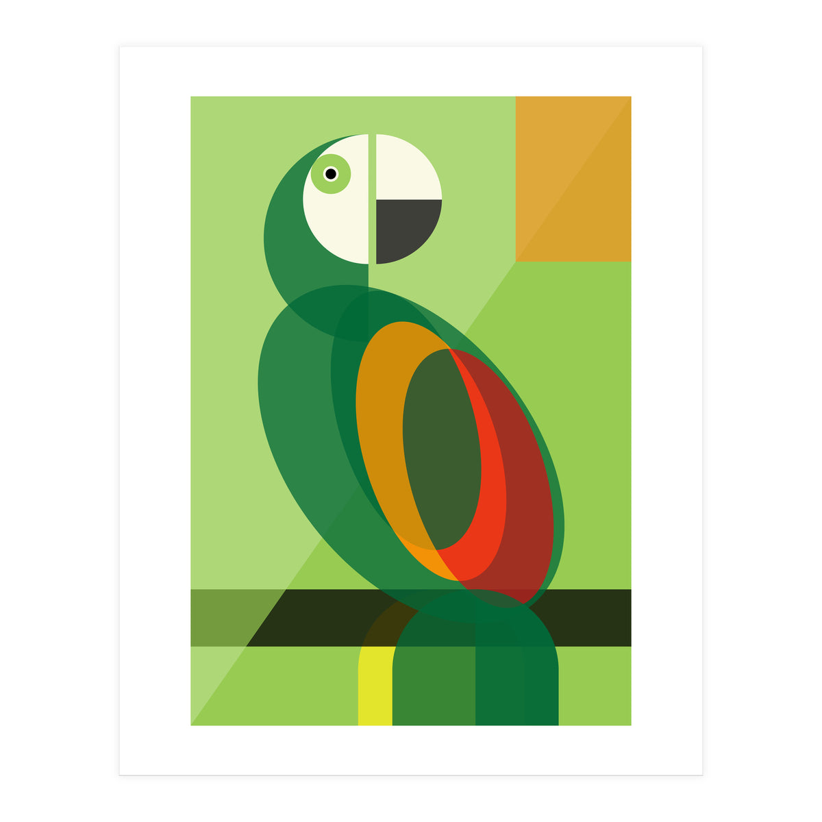 Mid Century Geometric Parrot (Print Only)