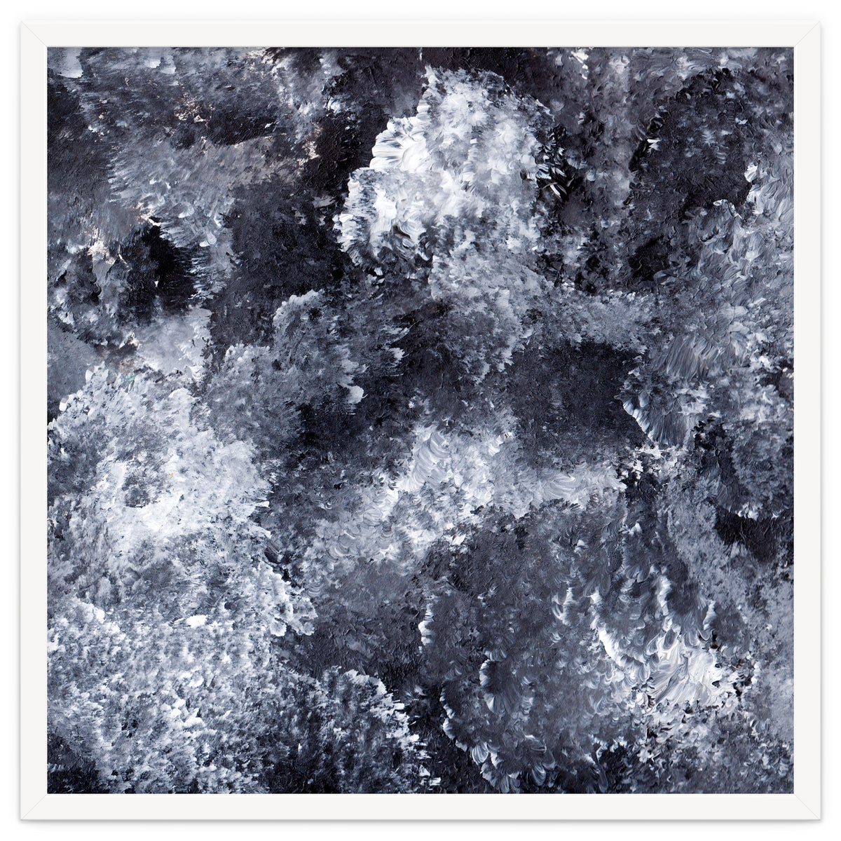 Modern Black White Acrylic Paint Brushstroke Ocean Waves