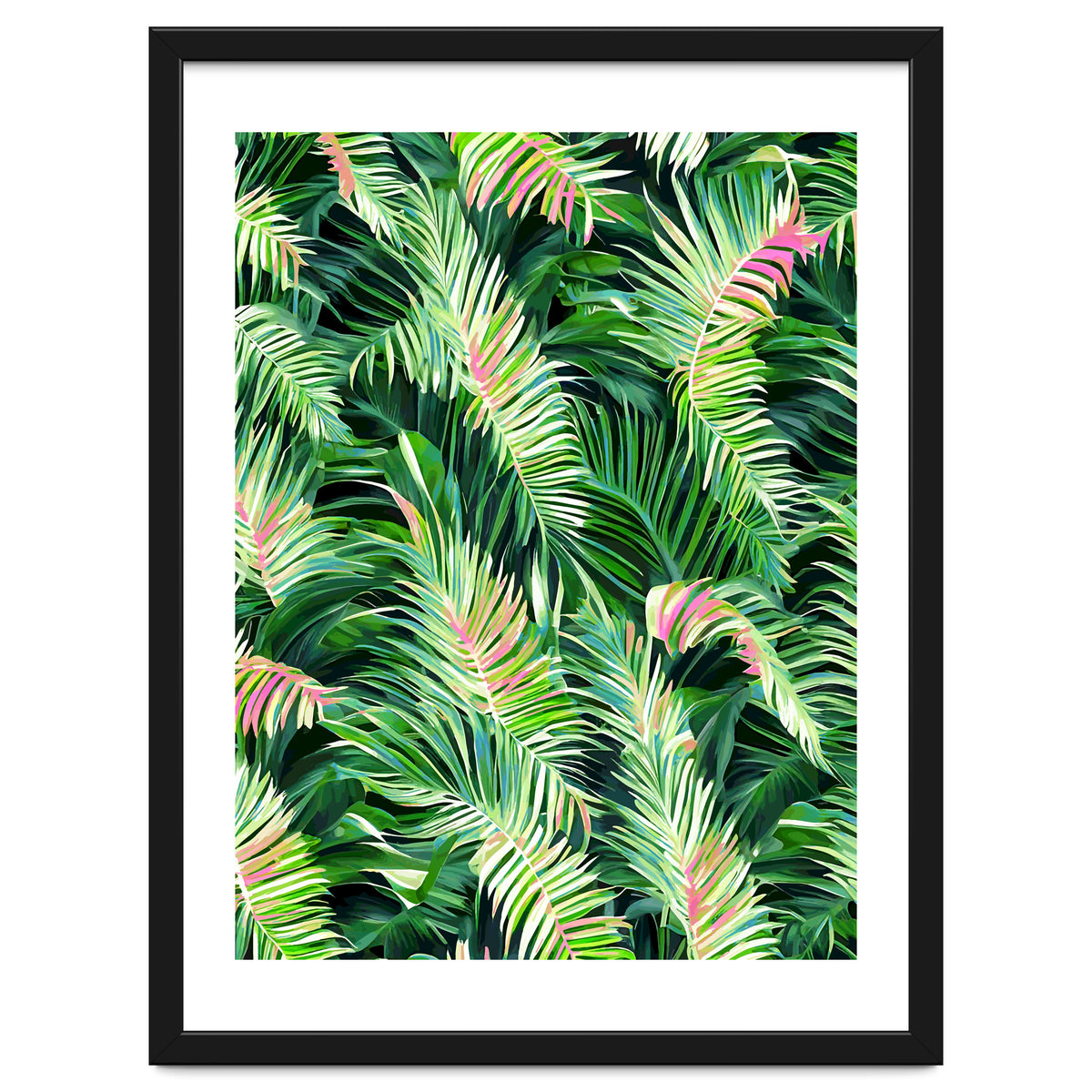 Palm & Peace Art Print, Tropical Botanical Jungle Canvas Print, Nature Painting Plants Forest Poster