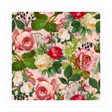 Vintage Botanical, Blush Floral Rose Illustration, Nature Plants Bohemian Painting, Royal Garden (Print Only) thumbnail
