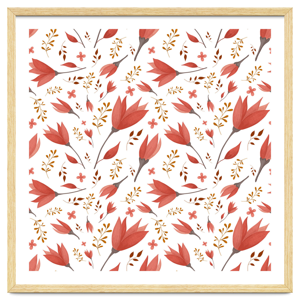 Delicate Autumn Floral Gouache Pattern Collection I