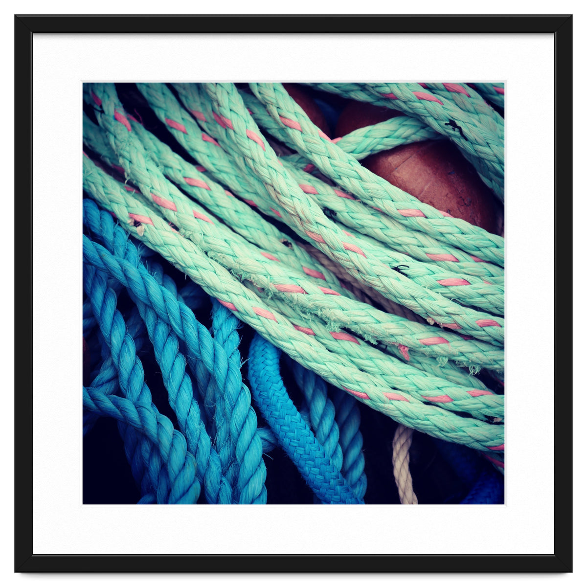 fishing ropes: blue and green
