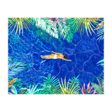 Tropical Jungle Pool | Forest Pop of Color Botanical | Travel Wild Plants Eclectic Watercolor Swim (Print Only) thumbnail