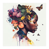 Watercolor Butterfly African Woman #10 (Print Only)