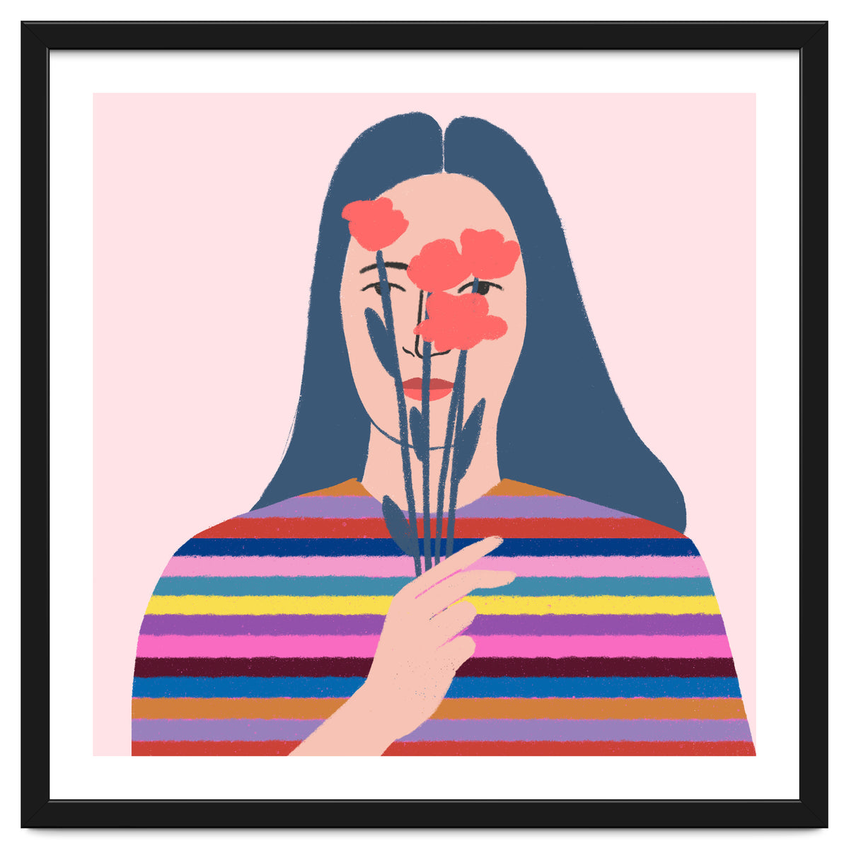 Girl With Flowers Square