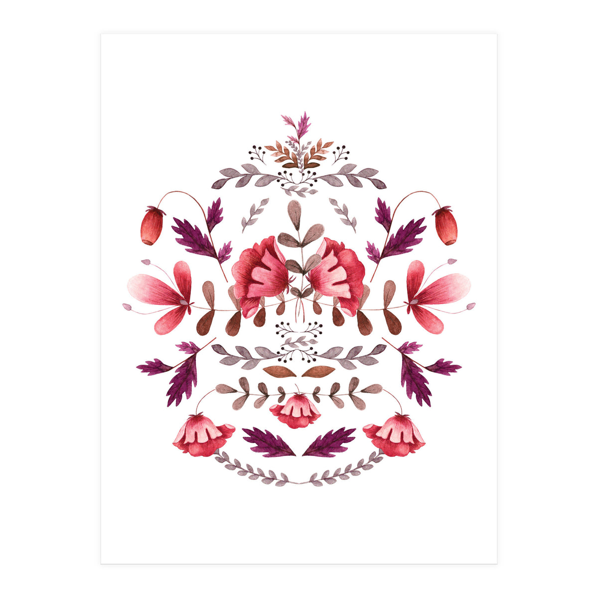 Scandinavian Folk Art Flowers (Print Only)