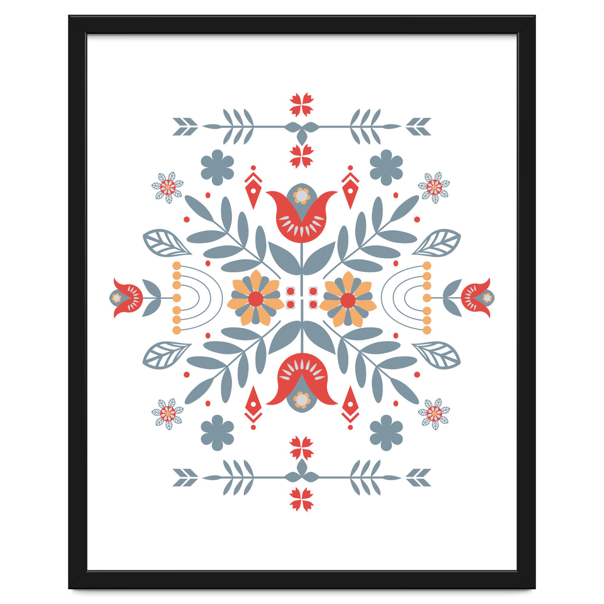 Scandinavian Folk Retro Flower Pattern