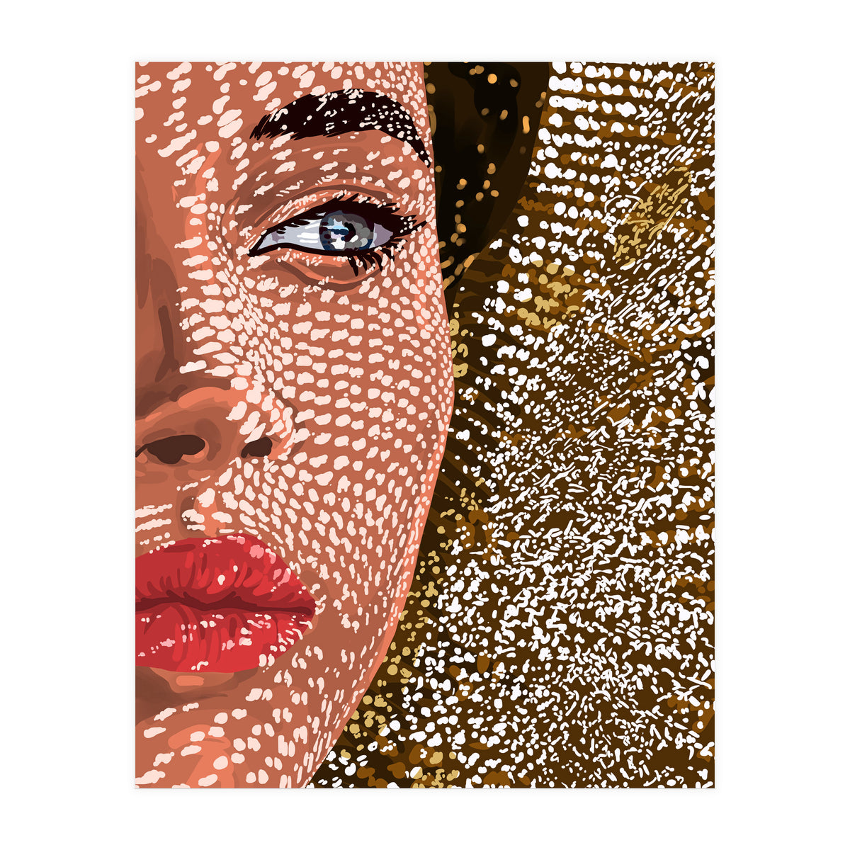 Under The Jute Hat, Bohemian Woman Fashion Painting (Print Only)