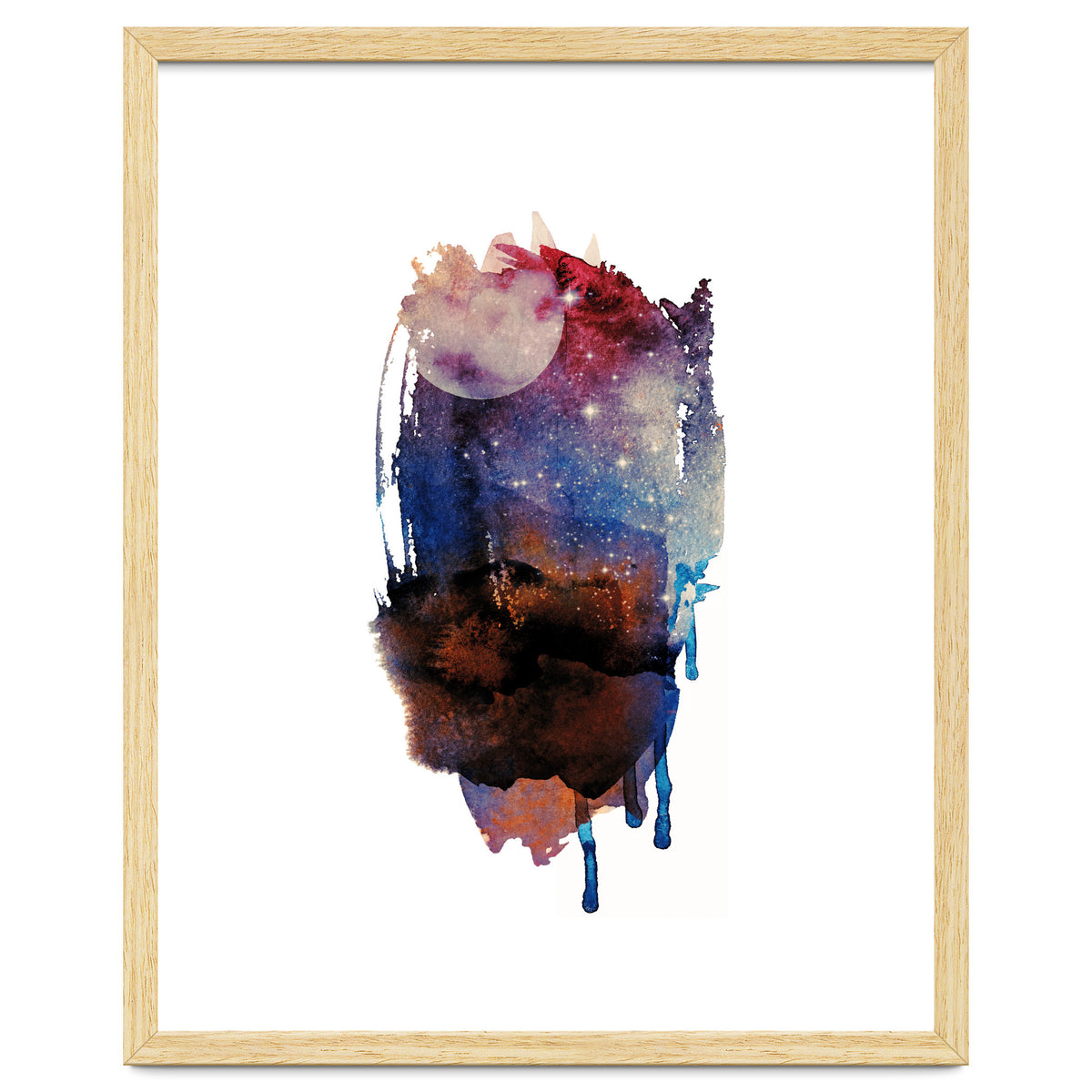 Abstract watercolour red moon