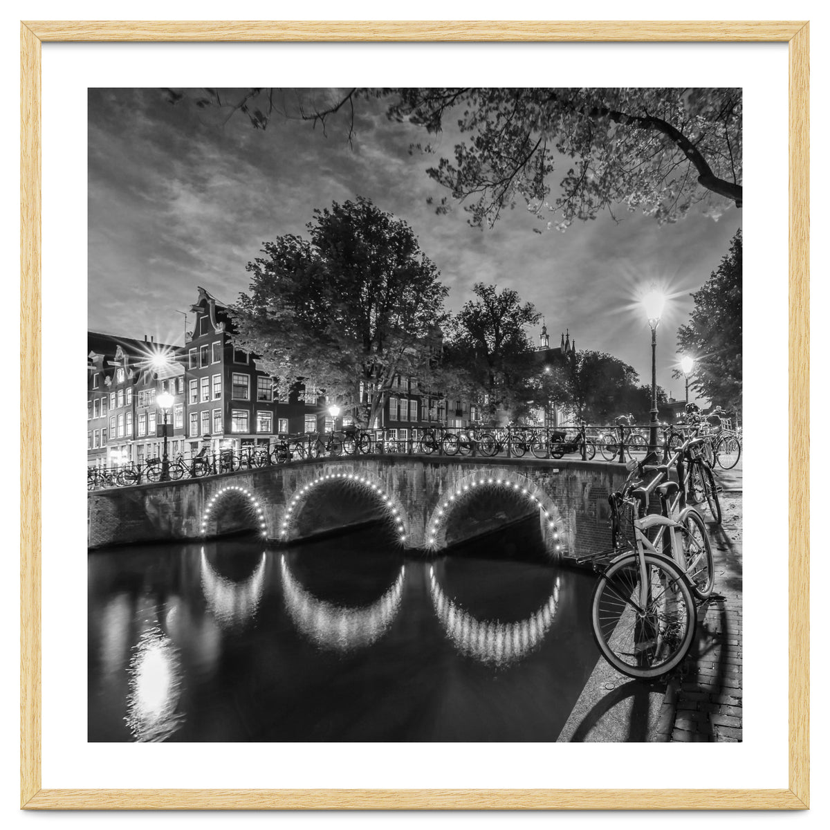 AMSTERDAM Idyllic nightscape from Keizersgracht | Monochrome